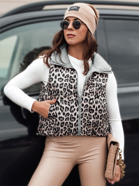 Női LEOVELLA átmeneti rövid steppelt kétirányú ezüstszínű mellény Dstreet TY5497