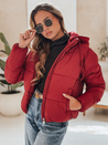 Női téli rövid GLAMVO pehelykabát kapucnival bordó Dstreet TY4949 TY4949