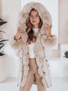 Női téli parka kabát szőrmével CHARMFUR fehér Dstreet TY5225