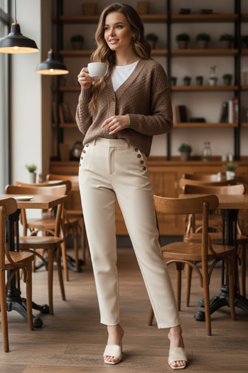 Női CHICLINE pulóver bézs Dstreet MY2419