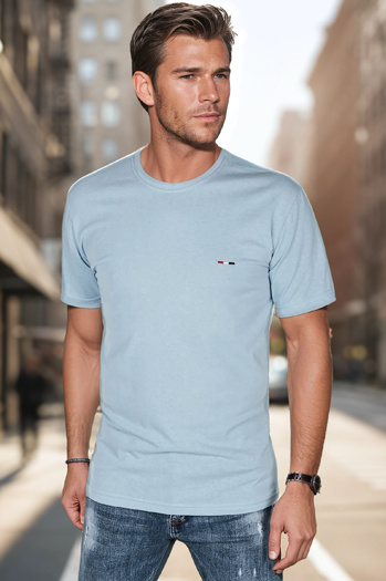 Férfi hímzett póló kék Dstreet RX5639