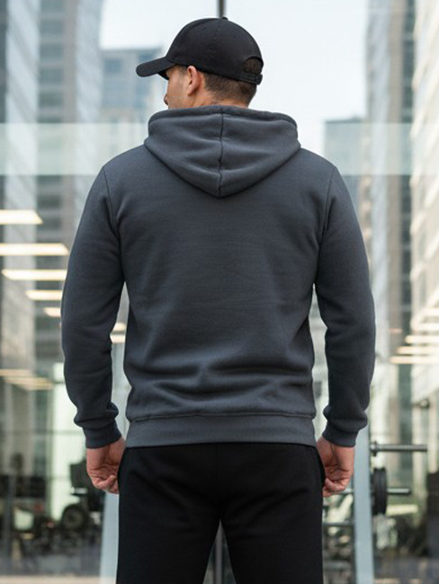 Férfi basic kapucnis pulóver sötétszürke Dstreet BX5863