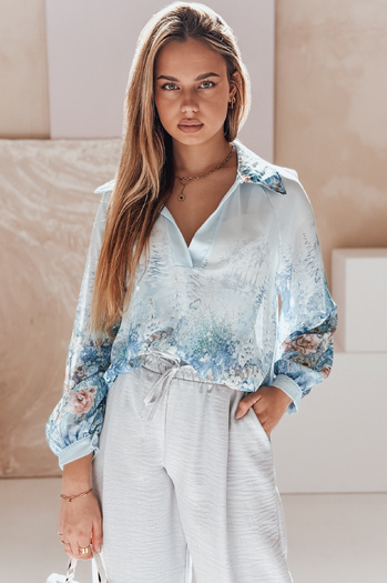 Női oversize virágos póló FLOWERS kék Dstreet DY0472