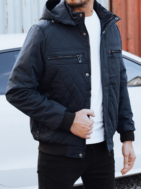 Férfi átmeneti steppelt dzseki kapucnival, sötétkék Dstreet TX5038