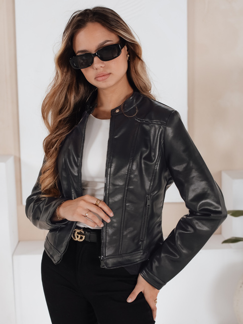 Női bőr ramones dzseki fekete Dstreet TY5205