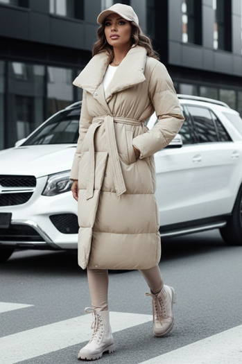Női téli hosszú steppelt kabát FAVI bézs Dstreet TY4572