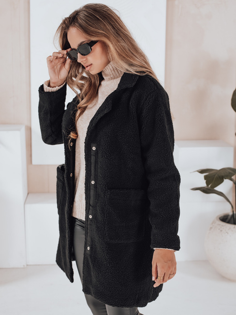 Női teddy szőrme kabát fekete Dstreet NY0756