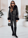 Női bőr ramones dzseki szőrmével fekete Dstreet TY5207