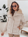 WARMMISS női steppelt télikabát kapucnival világos bézs Dstreet TY4923