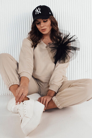 Női FILAN bézs színű, kerek nyakú pulóver Dstreet BY1259