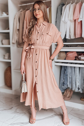 SUNNI LOVE lenvászon maxiruha rózsaszín Dstreet EY2609