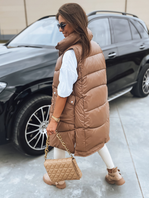 Női steppelt mellény MARIEL camel színben Dstreet TY3016
