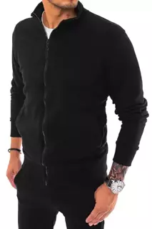 Fekete színű nyitható férfi pulcsi állógallérral Dstreet BX5029
