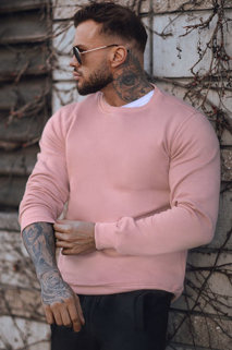 Férfi pulcsi kapucni nélkül rózsaszín színben Dstreet BX5083z