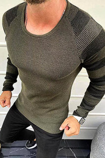Férfi pulóver khaki színben Dstreet WX1637