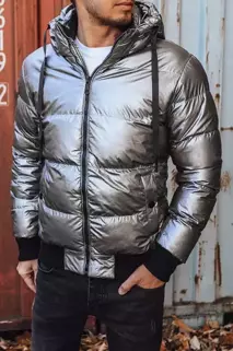 Férfi téli kabát kapucnival ezüst színű Dstreet TX3948