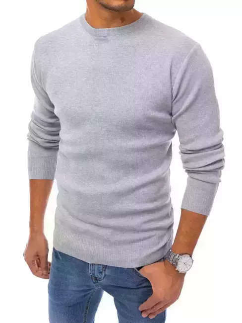Basic férfi pulóver világoszürke színben Dstreet WX1715