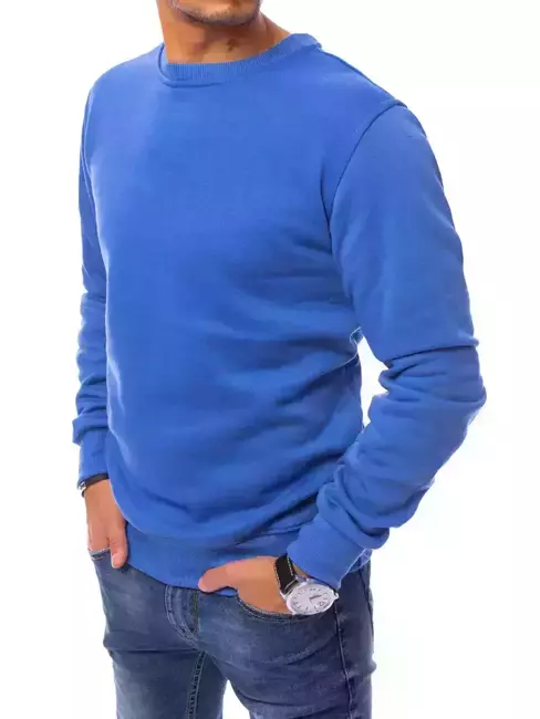 Férfi pulcsi kapucni nélkül kék színben Dstreet BX5084