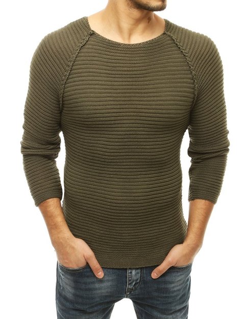 Férfi pulóver khaki színben Dstreet WX1663