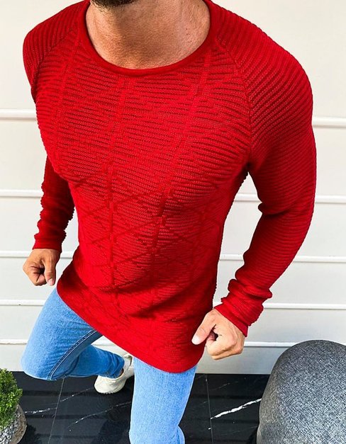 Férfi pulóver piros színben WX1599