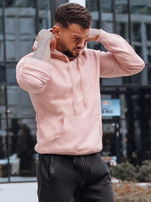 Kenguru típusú férfi pulcsi kapucnival rózsaszín színben Dstreet BX4845z