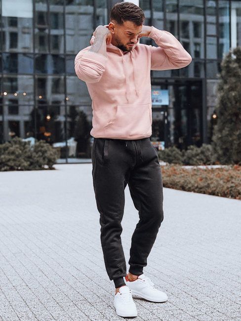 Kenguru típusú férfi pulcsi kapucnival rózsaszín színben Dstreet BX4845z
