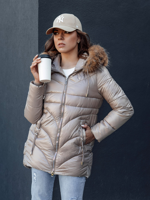 Női WINTERCHIC kapucnis télikabát camel Dstreet TY4438 TY4438