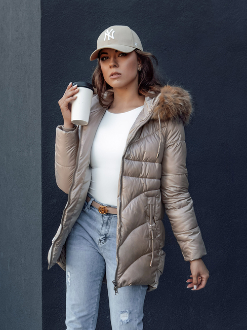 Női WINTERCHIC kapucnis télikabát camel Dstreet TY4438 TY4438