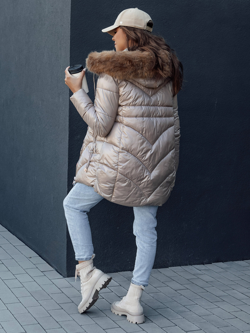 Női WINTERCHIC kapucnis télikabát camel Dstreet TY4438 TY4438