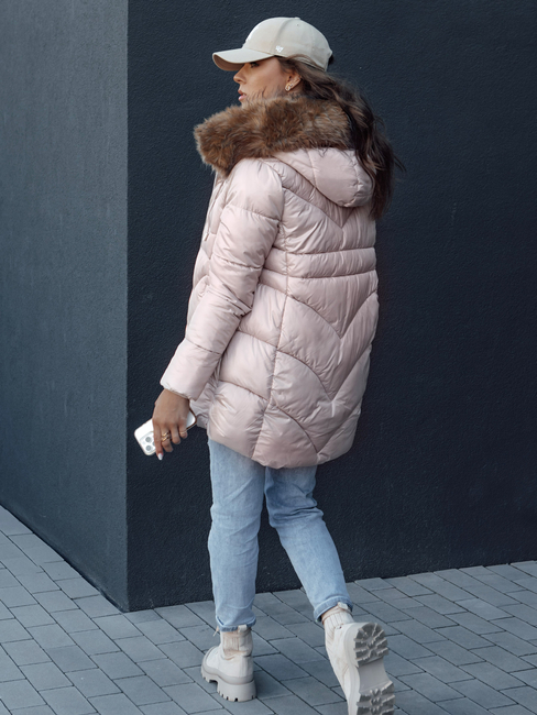 Női téli kabát kapucnival WINTERCHIC rózsaszín Dstreet TY4441