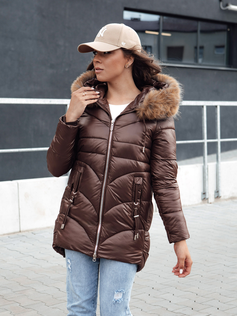 Női télikabát kapucnival WINTERCHIC kávé Dstreet TY4458