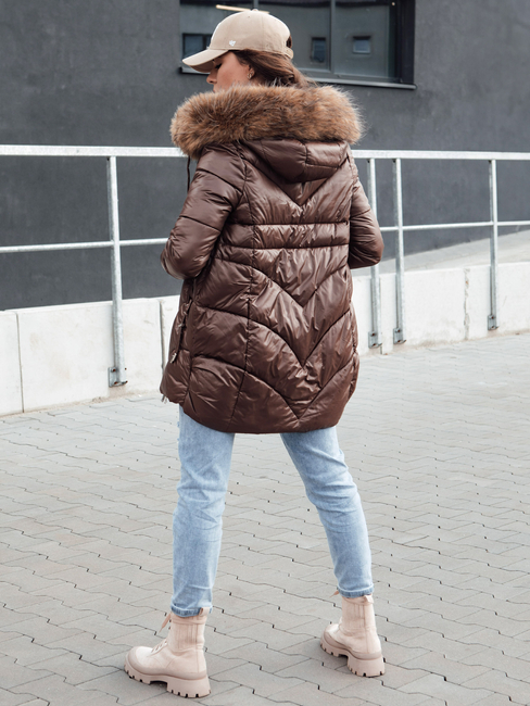 Női télikabát kapucnival WINTERCHIC kávé Dstreet TY4458