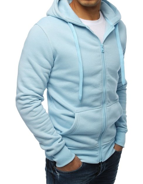 Nyitható férfi pulcsi kapucnival világoskék színben Dstreet BX4246
