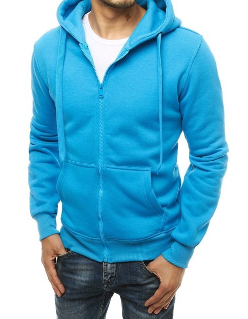 Nyitható férfi pulcsi kapucnival világoskék színben Dstreet BX4689