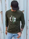 Férfi mintás pulóver khaki színben Dstreet BX5351_1