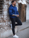 Kenguru típusú férfi pulcsi kapucnival kék színben Dstreet BX4684z_2