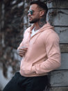 Nyitható férfi pulcsi kapucnival rózsaszín színben Dstreet BX4834z_1